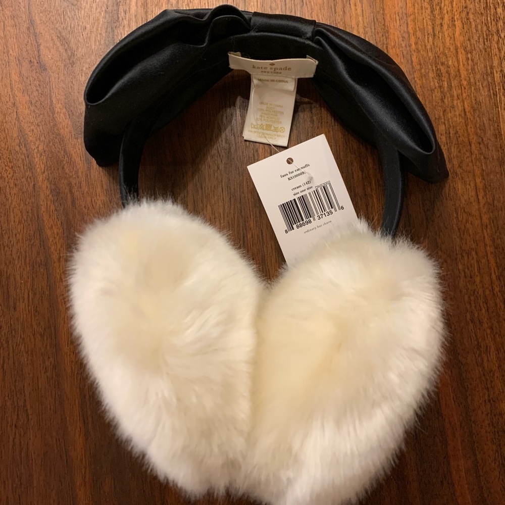 Kate Spade Ear Muffs with Satin Bow - Black and Cream - NWT